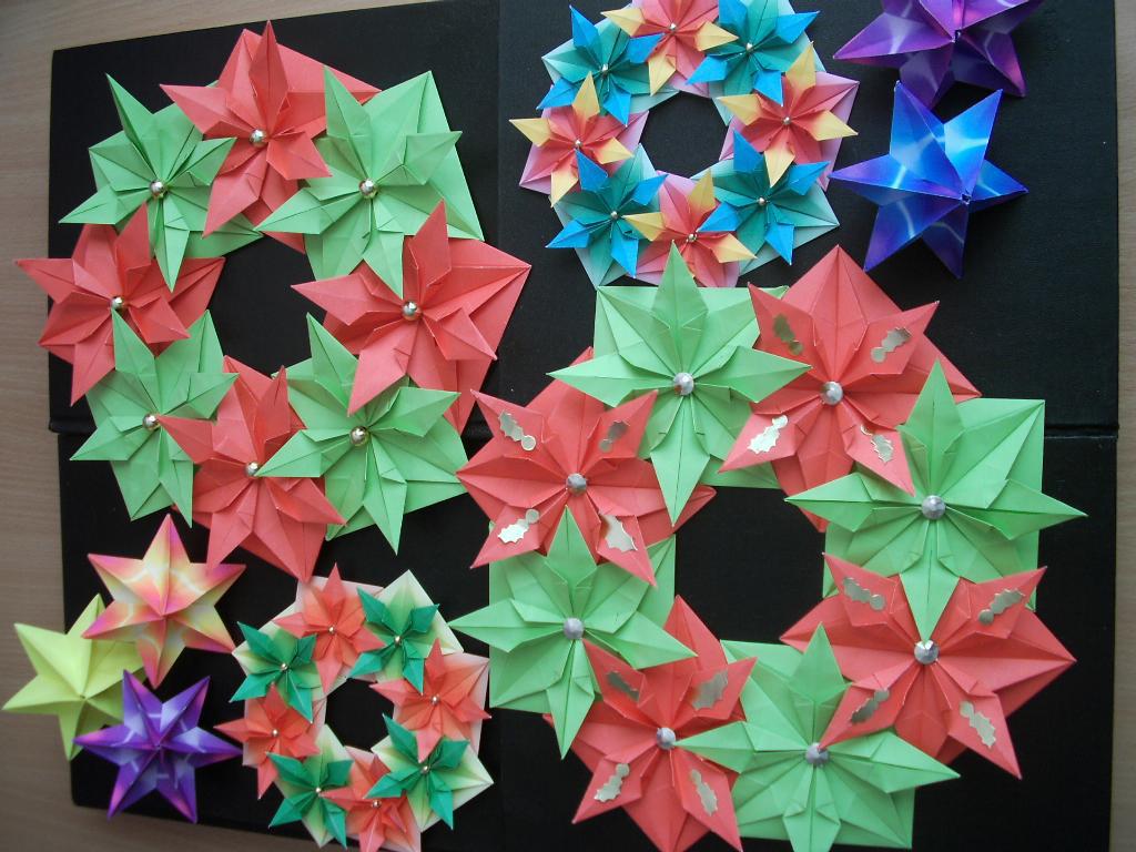 Поделки своими руками оригами. Цветы в веночках и звезды оригами Сайт поделок