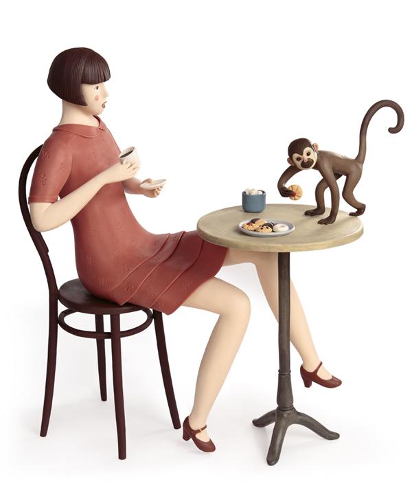 Поделки своими руками Пластилин. Девушка за столом и обезьянка Поделки для детского сада