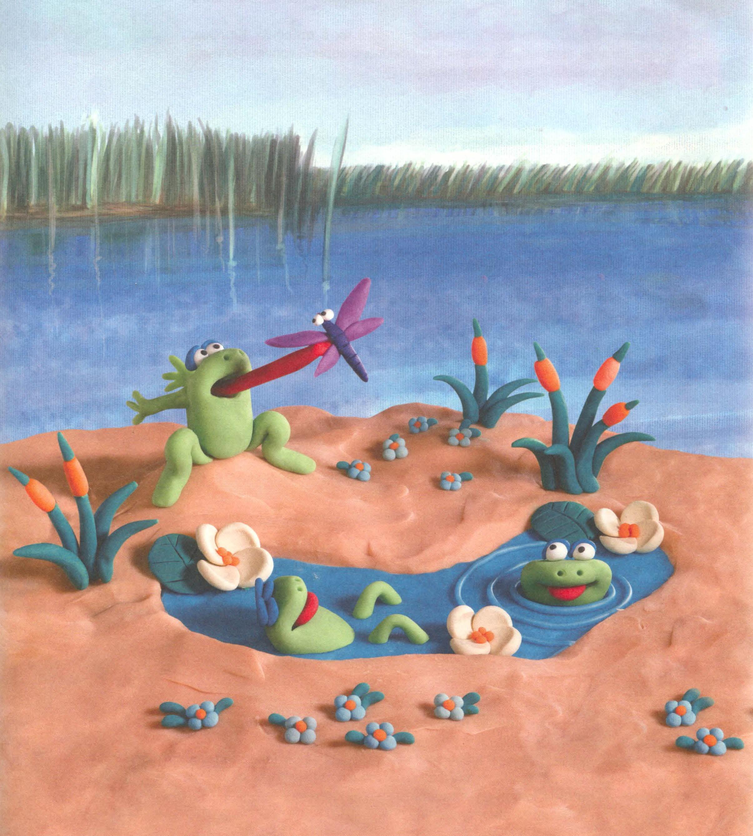 Поделки своими руками Пластилин. Лягушки на озере Поделки для детского сада
