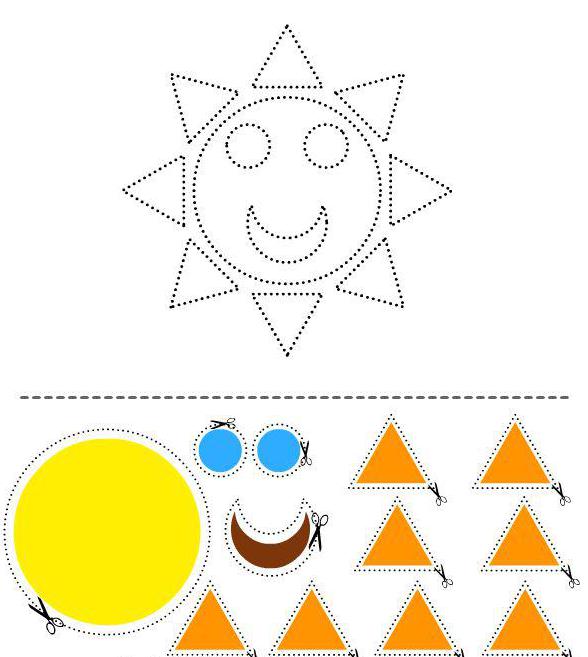 Поделки на праздники Солнце шаблон для аппликации из геометрических фигур