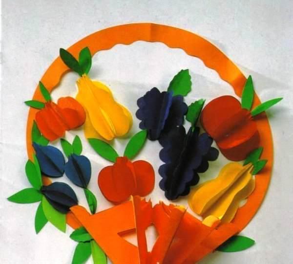 Поделки своими руками детский сад. Корзина с фруктами из цветной бумаги Поделки для детского сада