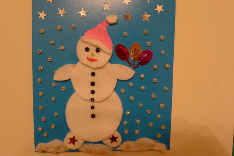 Поделки своими руками Из ватных дисков. Снеговик с воздушными шариками Поделки для детского сада
