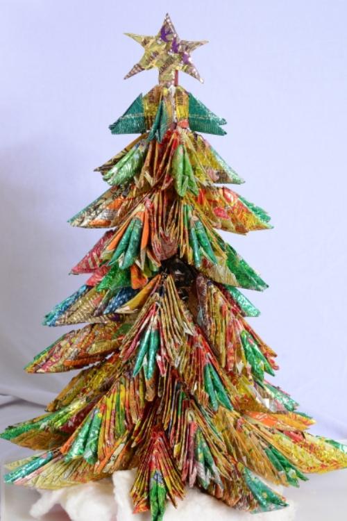 Поделки своими руками Рождество. Елочка оригами из салфеток Поделки для детского сада