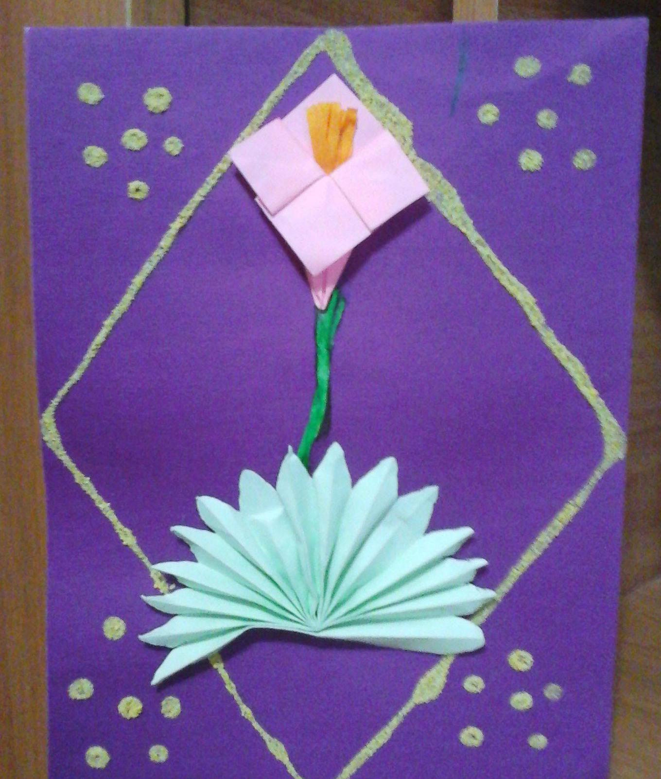Поделки своими руками 8 марта. Открытка с цветком оригами Поделки для детского сада