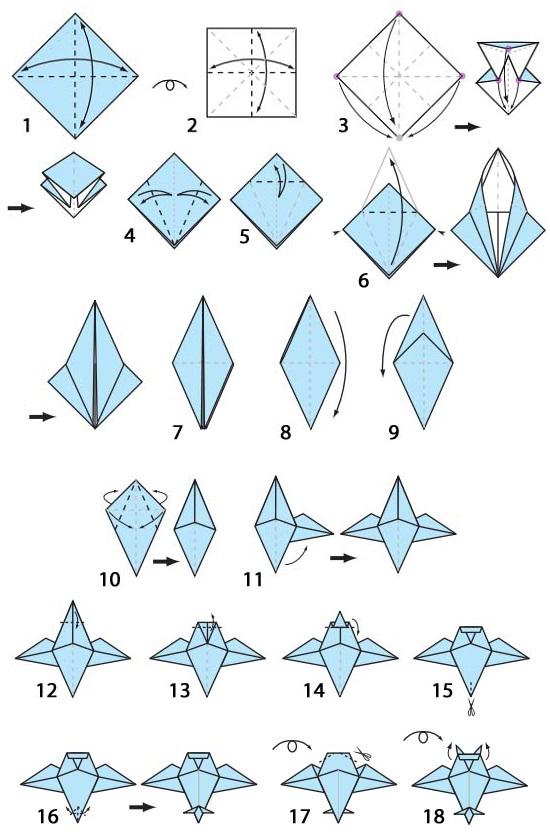 Поделки своими руками Из бумаги. Сова схема оригами Поделки для детского сада