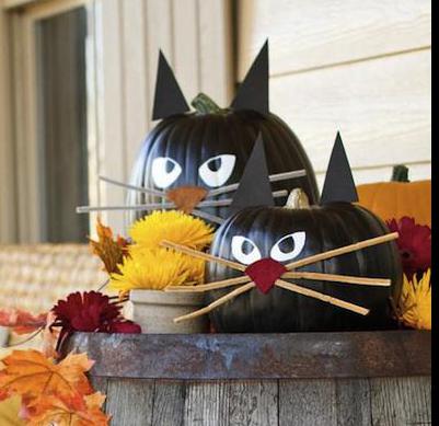 Поделки своими руками Хеллоуин. Черные кошки из тыкв Поделки на праздники