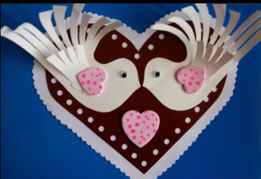 Поделки своими руками 14 февраля. Объемная открытка с голубями и сердечками на день влюбленных Поделки на праздники