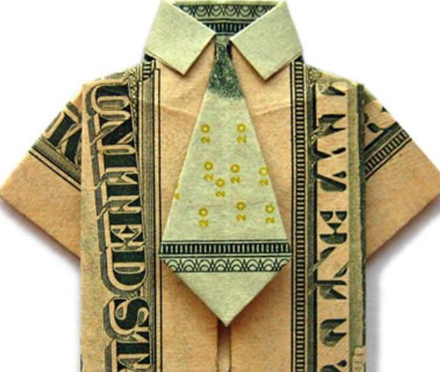Поделки своими руками День защитника отечества. Рубашка оригами из доллара Сайт поделок