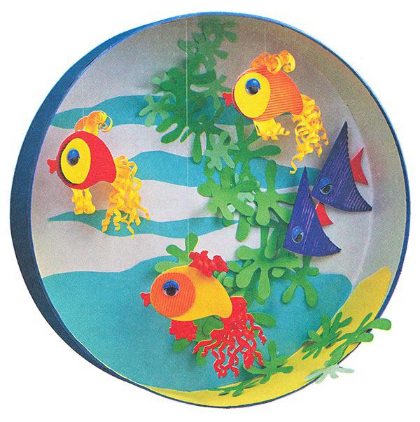 Аппликация аквариум с рыбками из геометрических фигур — кругов