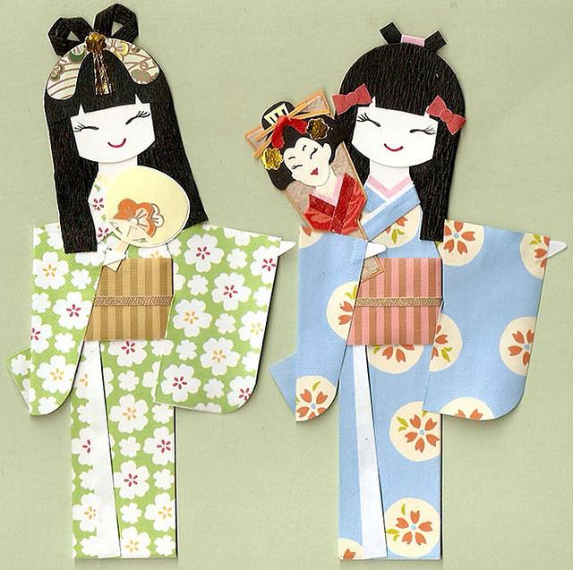 Японская кукла из бумаги своими руками, она же закладка для книги