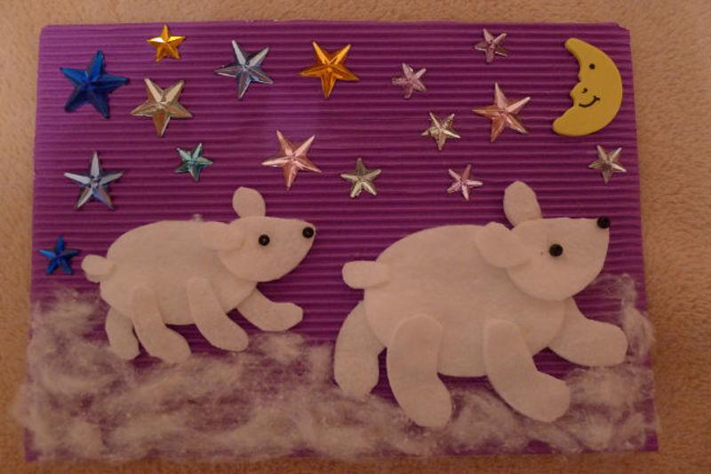Поделки своими руками поделки животных. Белые медведи смотрят на луну и звездное небо Поделки для детского сада