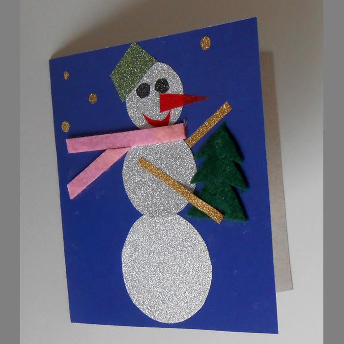 Поделки своими руками открытки. Открытка с аппликацией снеговик Поделки для детского сада