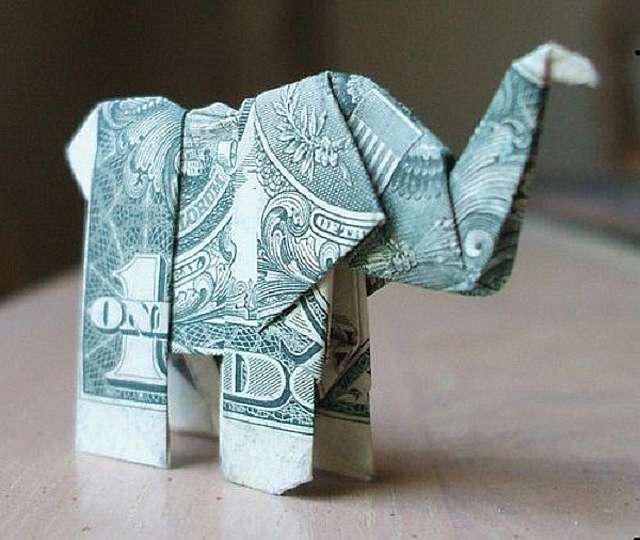 Поделки своими руками зоопарк. Слон оригами из доллара Поделки для детского сада