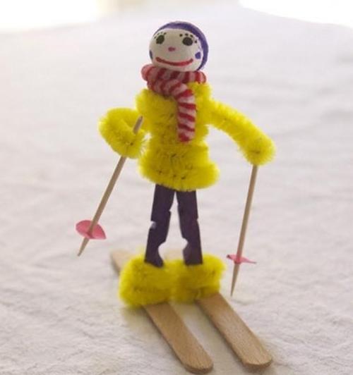 Поделки своими руками зима. Лыжница из зубных палочек ниток и палочек от мороженного Поделки на праздники