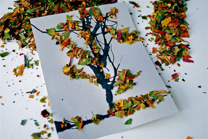 Поделки своими руками осень. Аппликация дерево из осенних листьев Поделки для детского сада